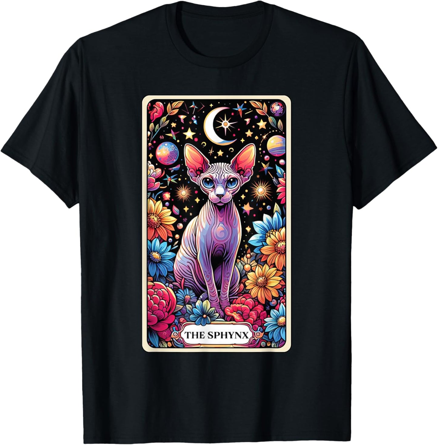 The Sphynx Cat Tarot Card T-Shirt - T-Shirt | Black
