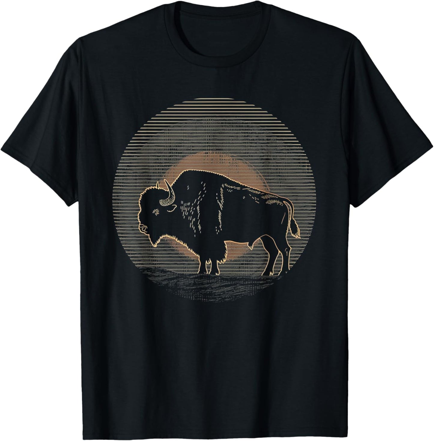 Buffalo Bison - Retro 70s 80s Graphic Vintage Men Women Kids T-Shirt - T-Shirt | Black