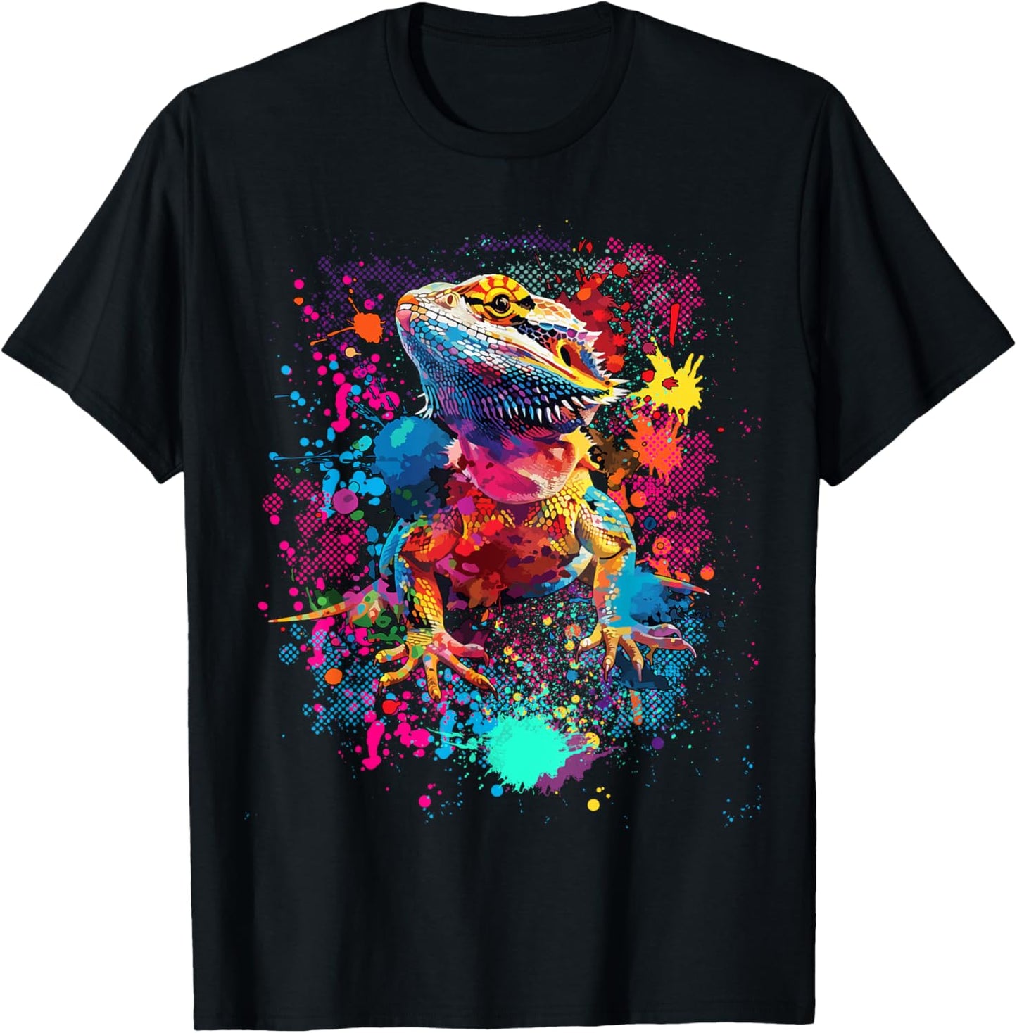Bearded Dragon Lovers Colorful Pop Art Bearded Dragon T-Shirt - T-Shirt | Black