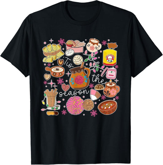 Tis The Season For Tamales Christmas Mexican Food Outfits T-Shirt - T-Shirt | Black