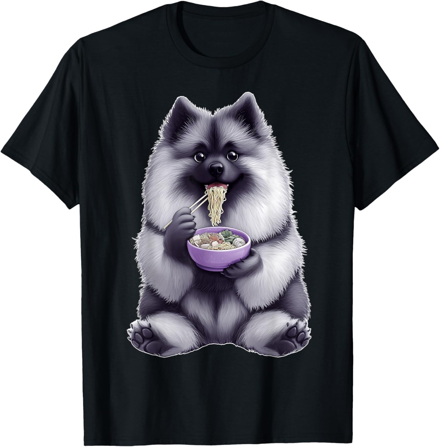 Keeshond Dog Ramen Japanese Noodles T-Shirt - T-Shirt | Black