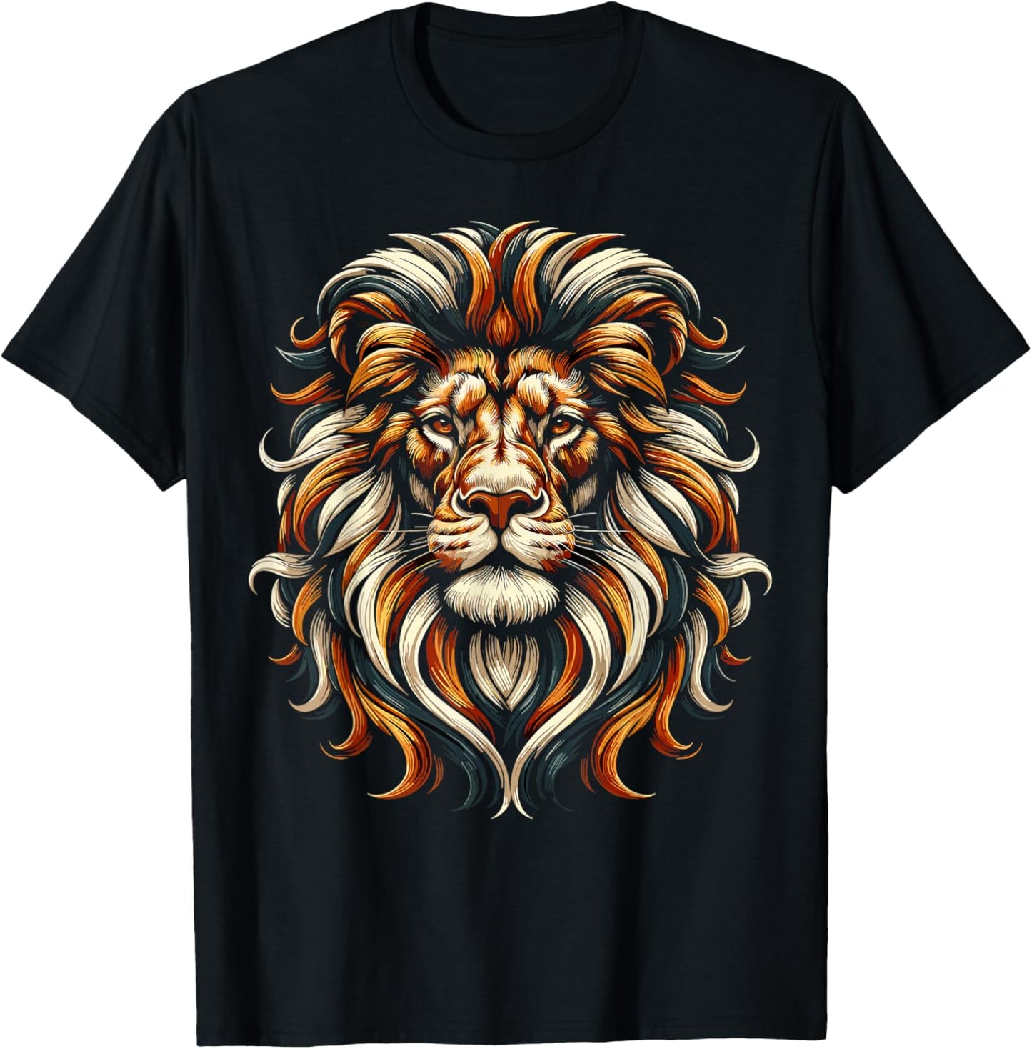 Lion Face Wild Animal Cute Lion T-Shirt - T-Shirt | Black