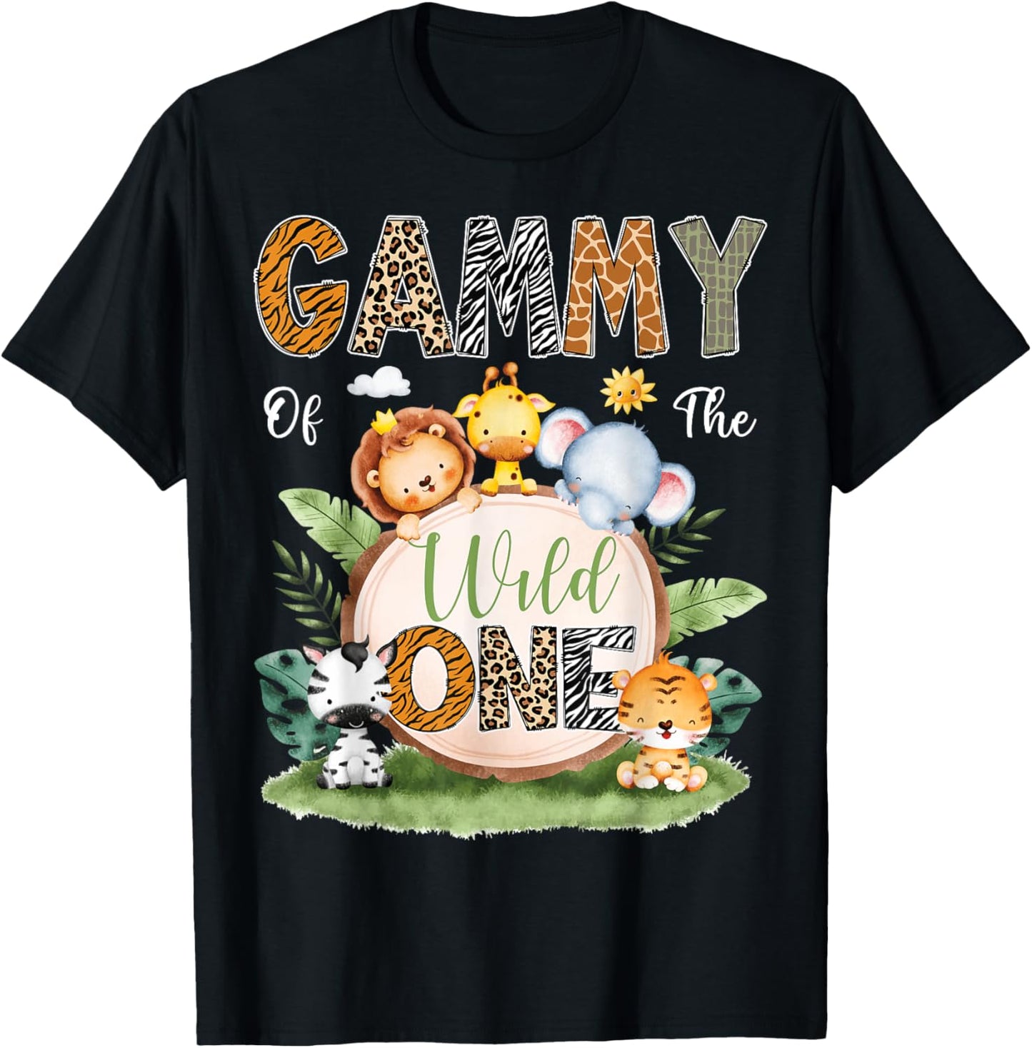 Gammy Of The Wild One 1St Birthday Kids Safari Jungle T-Shirt - T-Shirt | Black