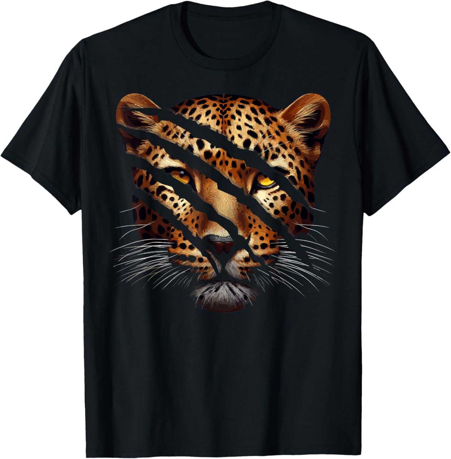 Leopard Cheetah Tiger Leopard Face Lion Cat Women Girls Kids T-Shirt - T-Shirt | Black