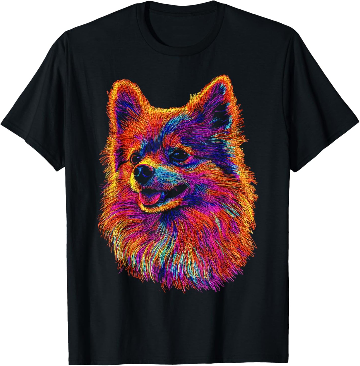 Pomeranian Dog Motif Pet Artwork Pomeranian T-Shirt - T-Shirt | Black