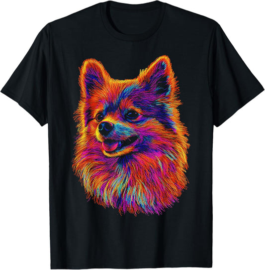 Pomeranian Dog Motif Pet Artwork Pomeranian T-Shirt - T-Shirt | Black