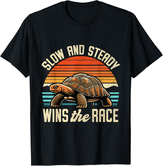 Slow and Steady Wins The Race Shirt Funny Sea Turtle Lover T-Shirt - T-Shirt | Black