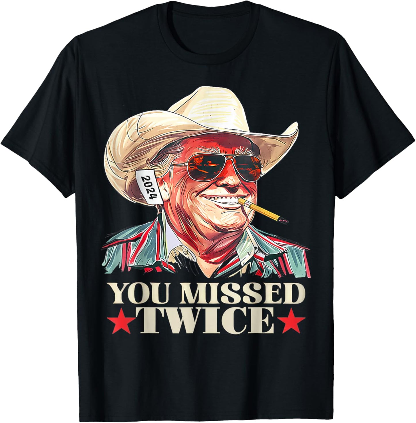 Trump Assassination Attempt Trump 2024 You Missed Twice T-Shirt - T-Shirt | Black