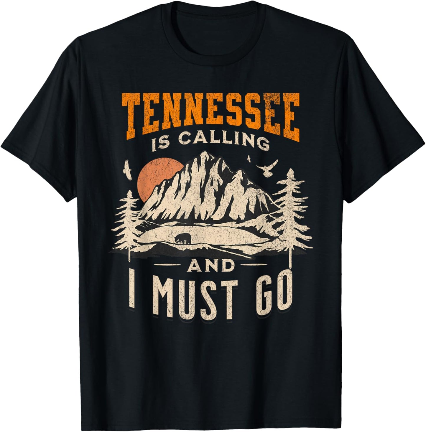 Vintage Tennessee Is Calling And I Must Go, Distressed Print T-Shirt - T-Shirt | Black
