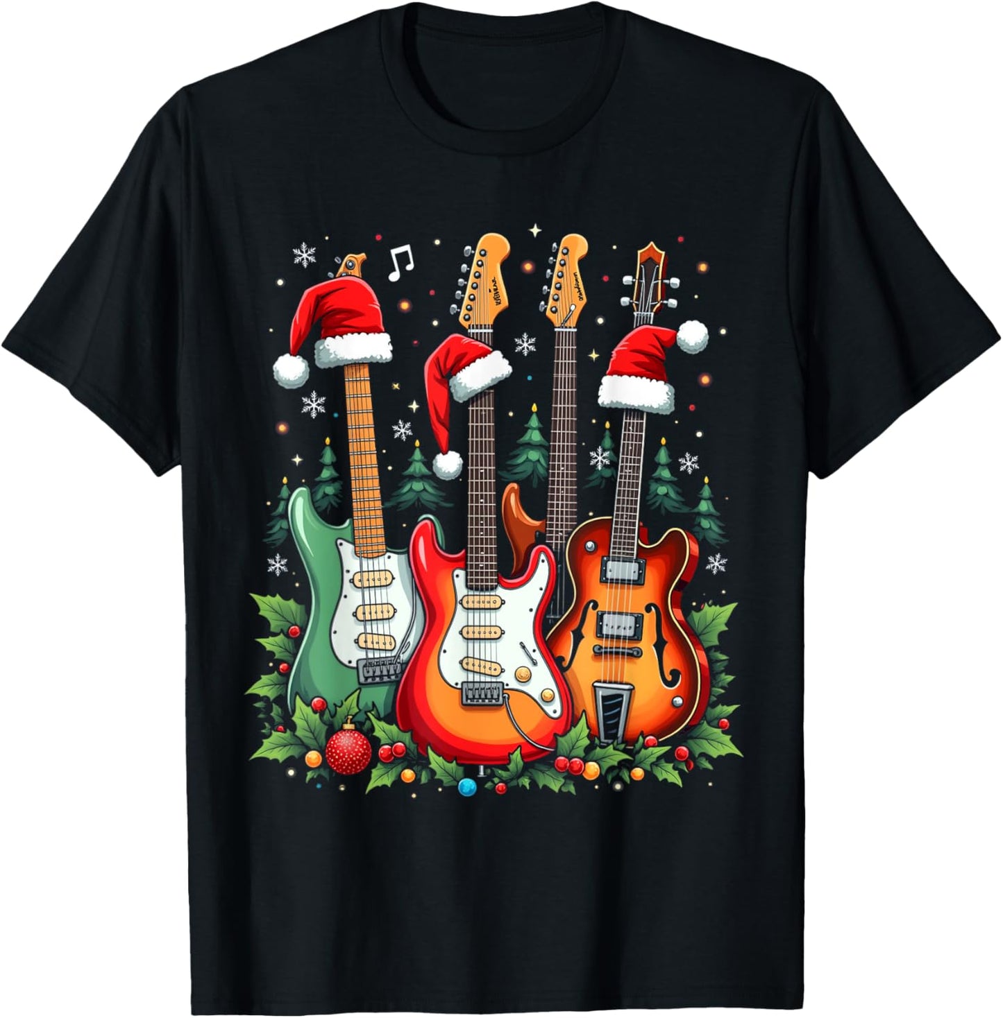 Christmas Guitar T-Shirt - T-Shirt | Black