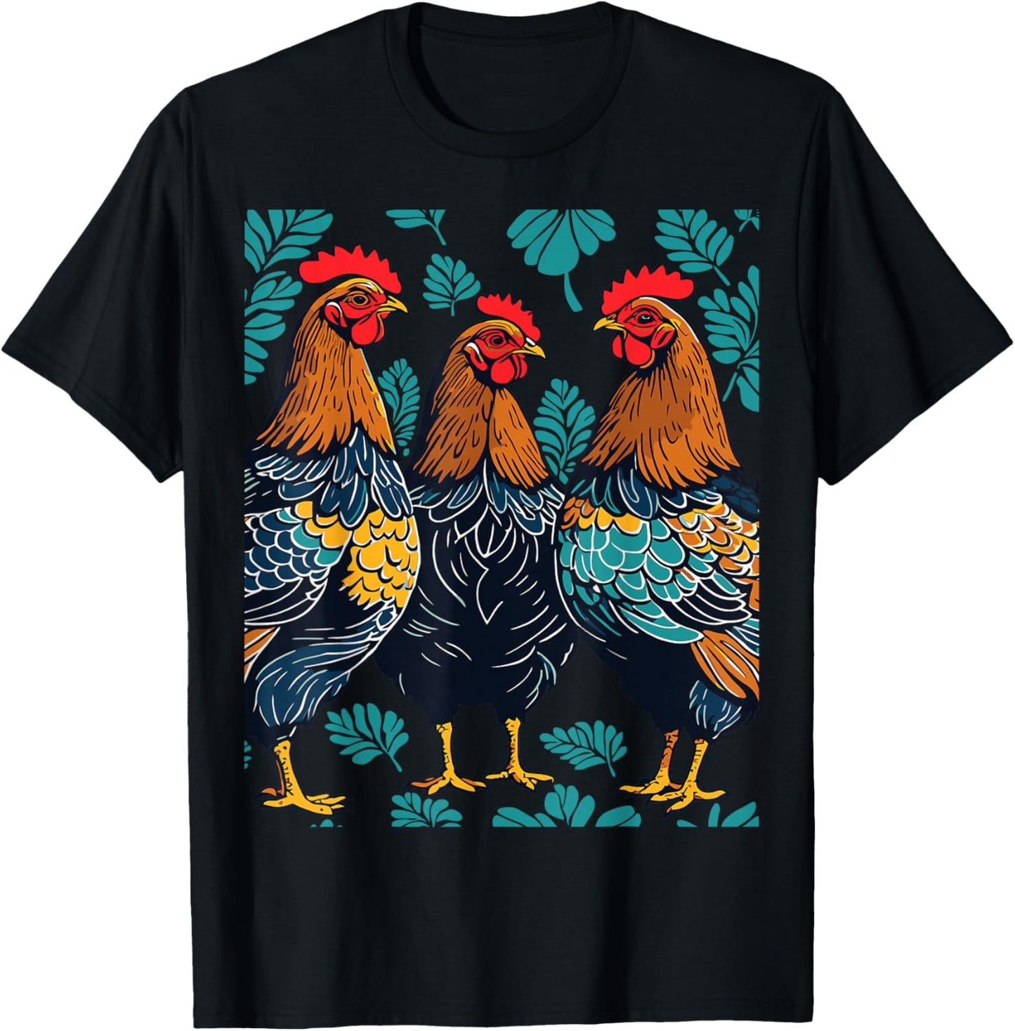 Three French Hens Cut-Out Stencil-Style T-Shirt - T-Shirt | Black