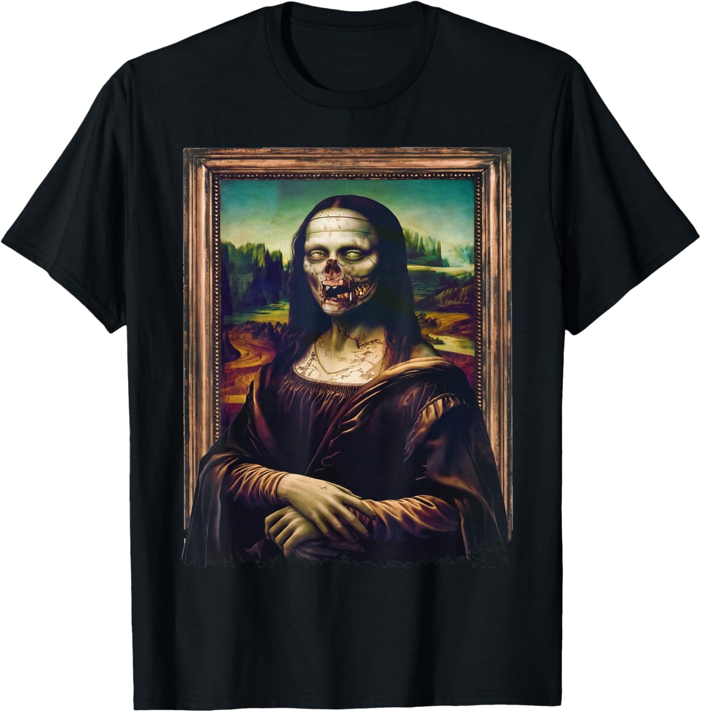 Mona Lisa Art Halloween Funny Zombie T-Shirt - T-Shirt | Black