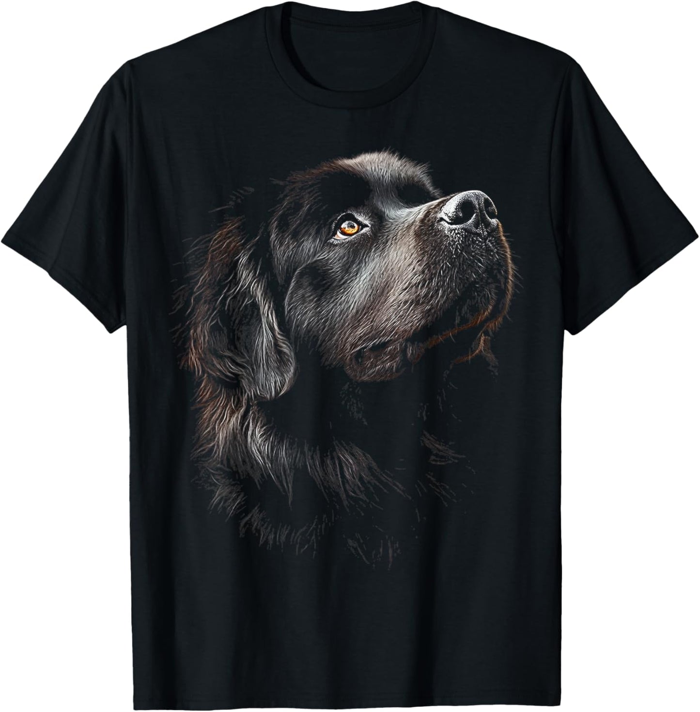 Newfoundland Dog Motif Pet Illustration Newfoundland T-Shirt - T-Shirt | Black