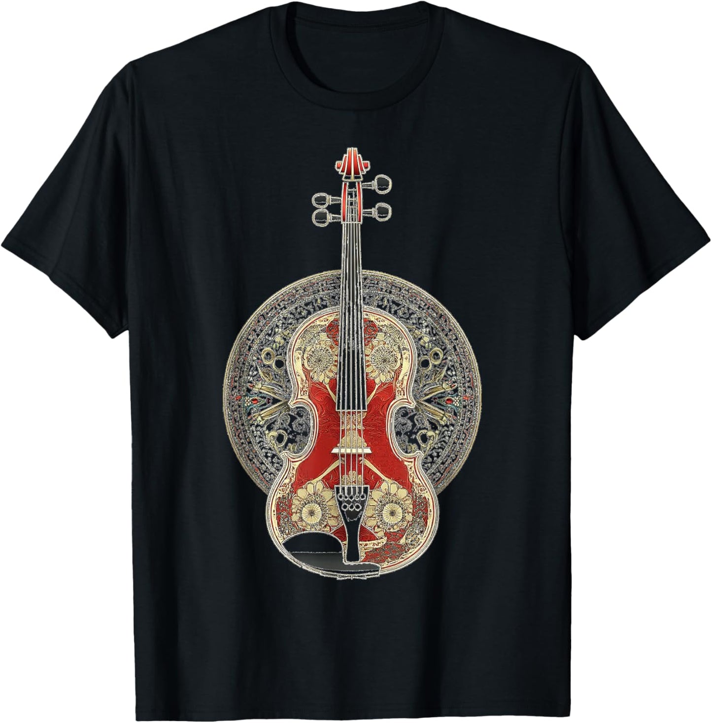 Violin Music Instrument Motif Art Violin T-Shirt - T-Shirt | Black