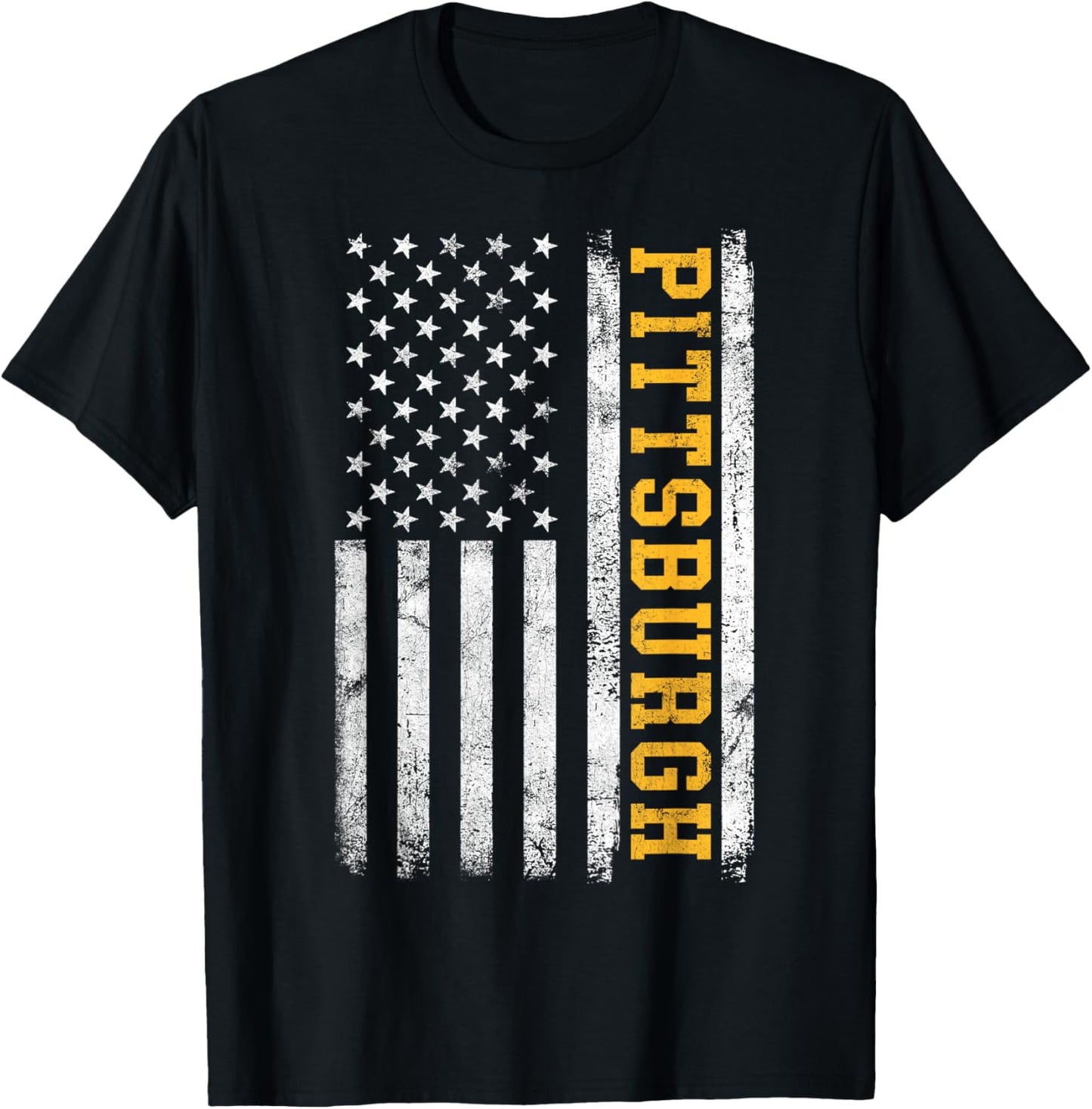 Pittsburgh Vintage Man Woman Kids US Flag Retro T-Shirt - T-Shirt | Black