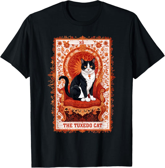 Tuxedo Cat Tarot Card Shirt Funny Tarot Reading Cat Lover Women Kids T-Shirt - T-Shirt | Black