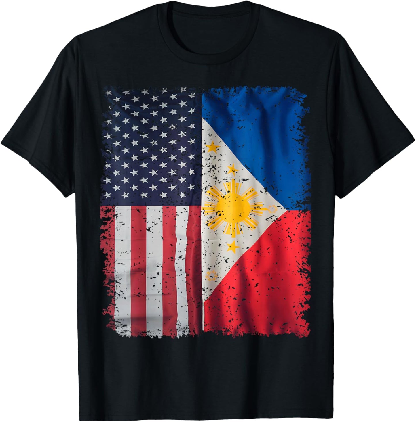 Philippines Usa Flag America Filipino Roots American Grown T-Shirt - T-Shirt | Black