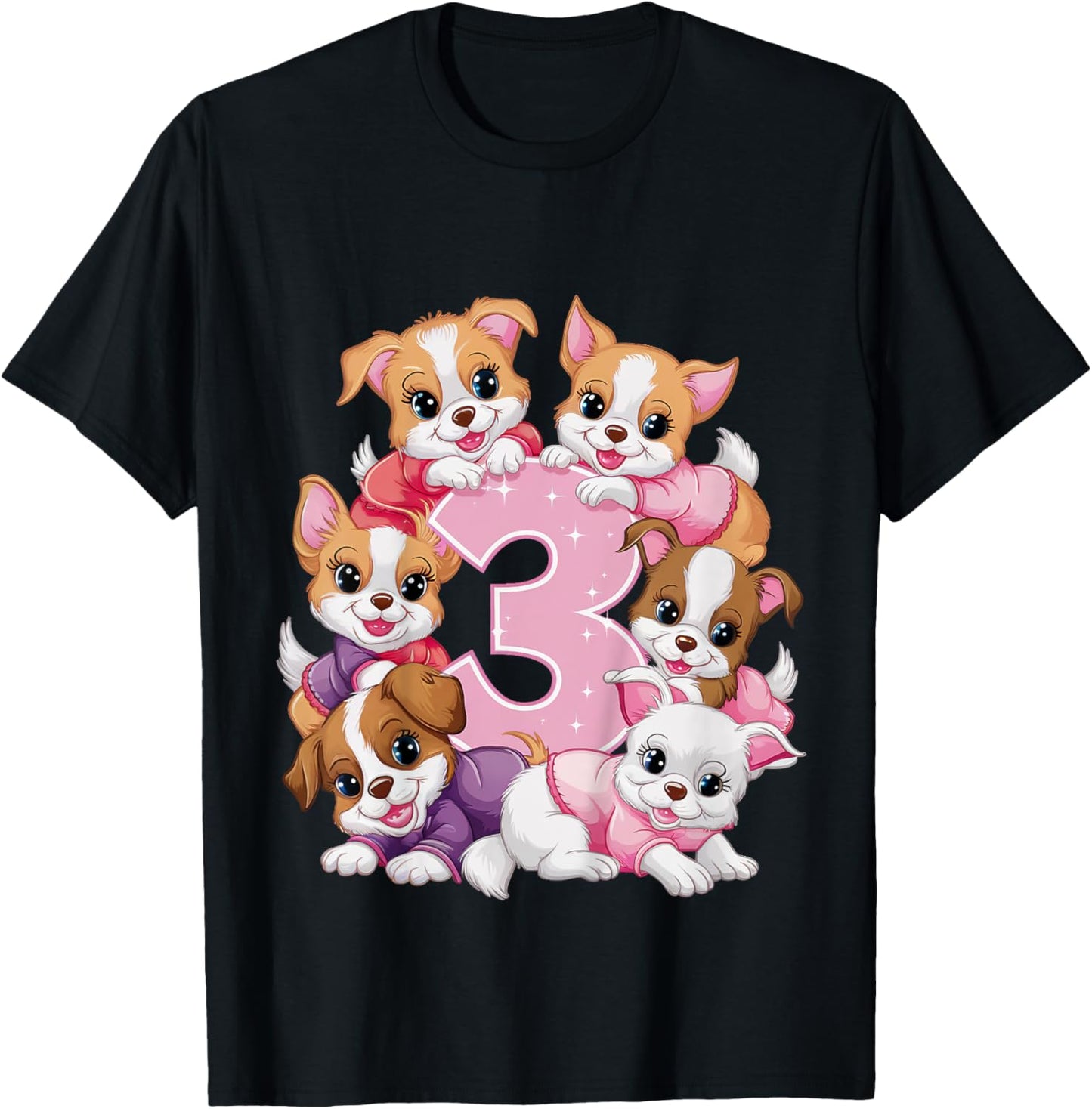 3rd Birthday Dog Birthday Shirt for Girls 3 Years Puppy T-Shirt - T-Shirt | Black