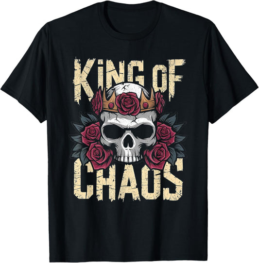 King of Chaos Skull Rose Crown T-Shirt - T-Shirt | Black