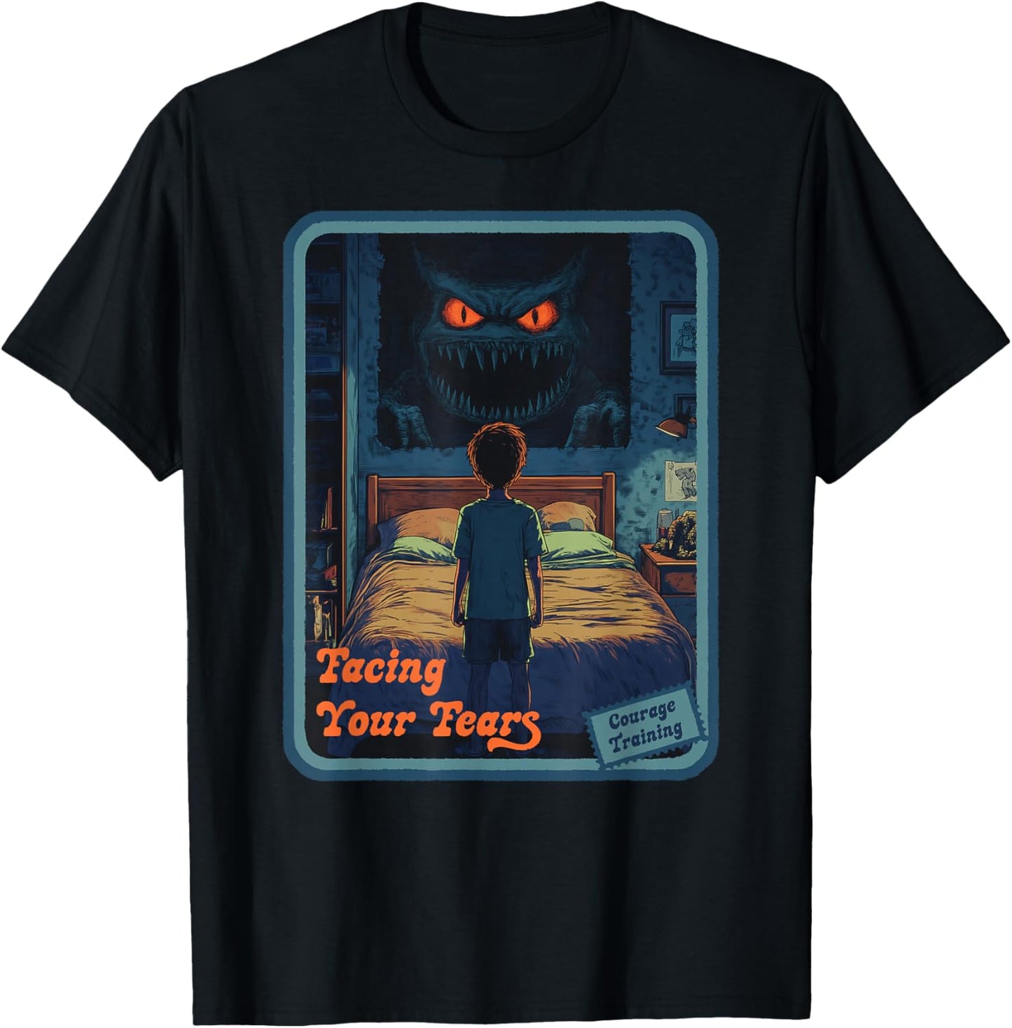 Vintage Horror Halloween Retro Survival Facing Your Fears T-Shirt - T-Shirt | Black