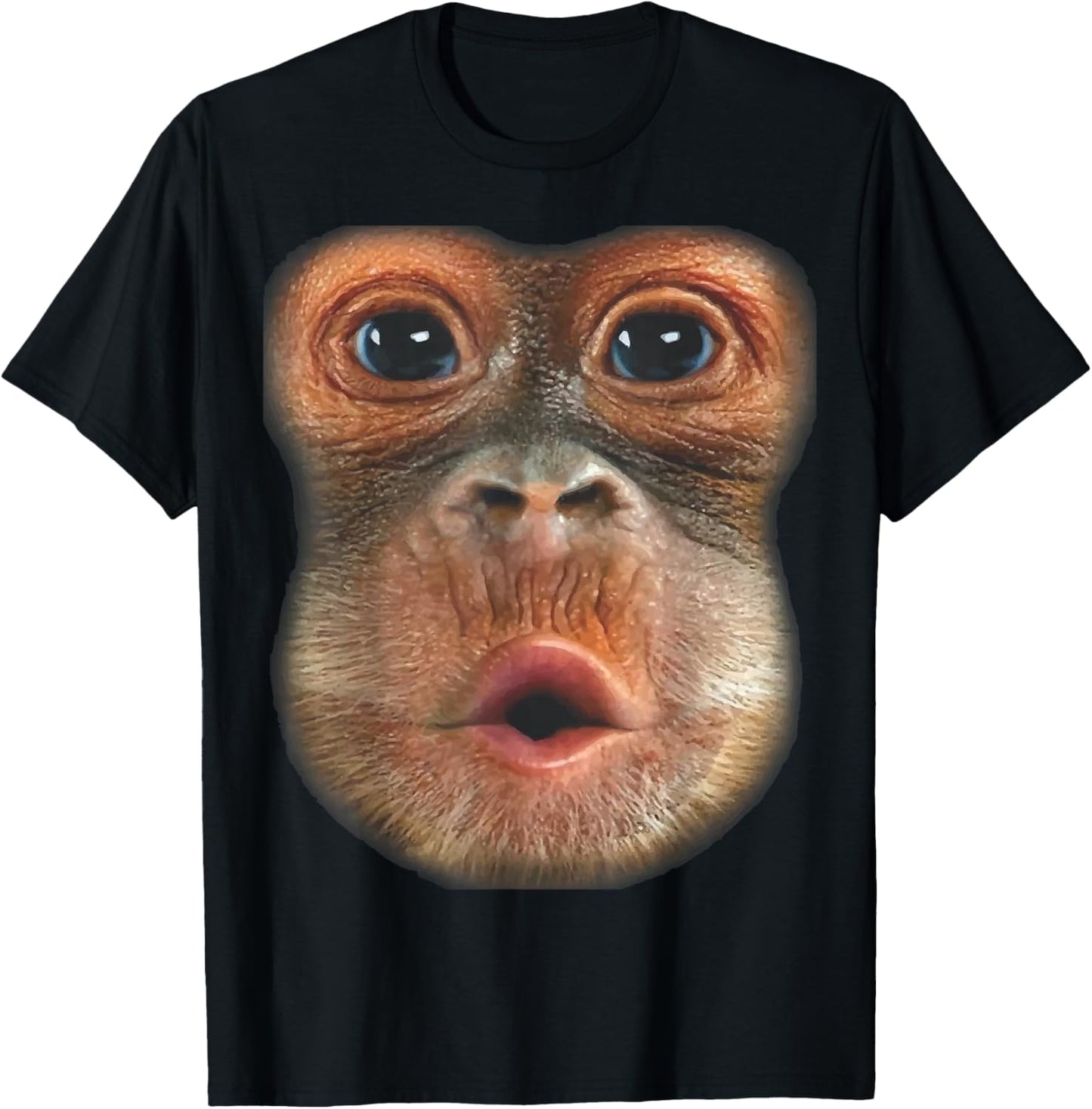 Monkey Blowing Stomach Face T-Shirt - T-Shirt | Black