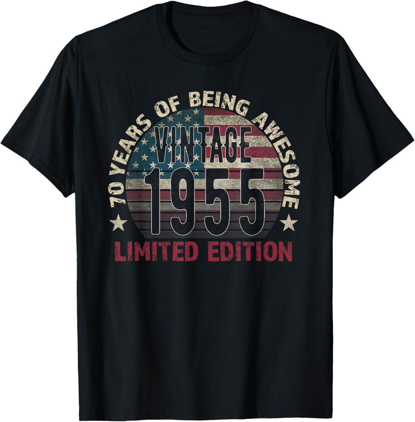 70th Birthday Gift Men Vintage Born 1955 Turning 70 Year Old T-Shirt - T-Shirt | Black