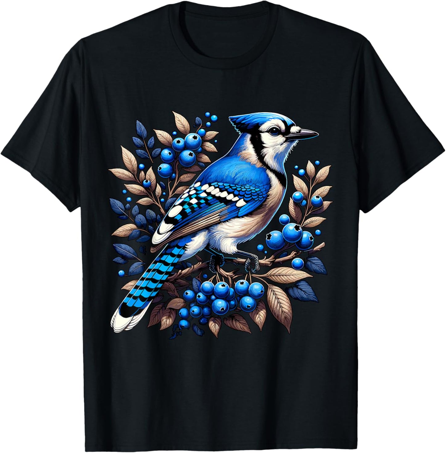 Blue Jay Bird T-Shirt - T-Shirt | Black
