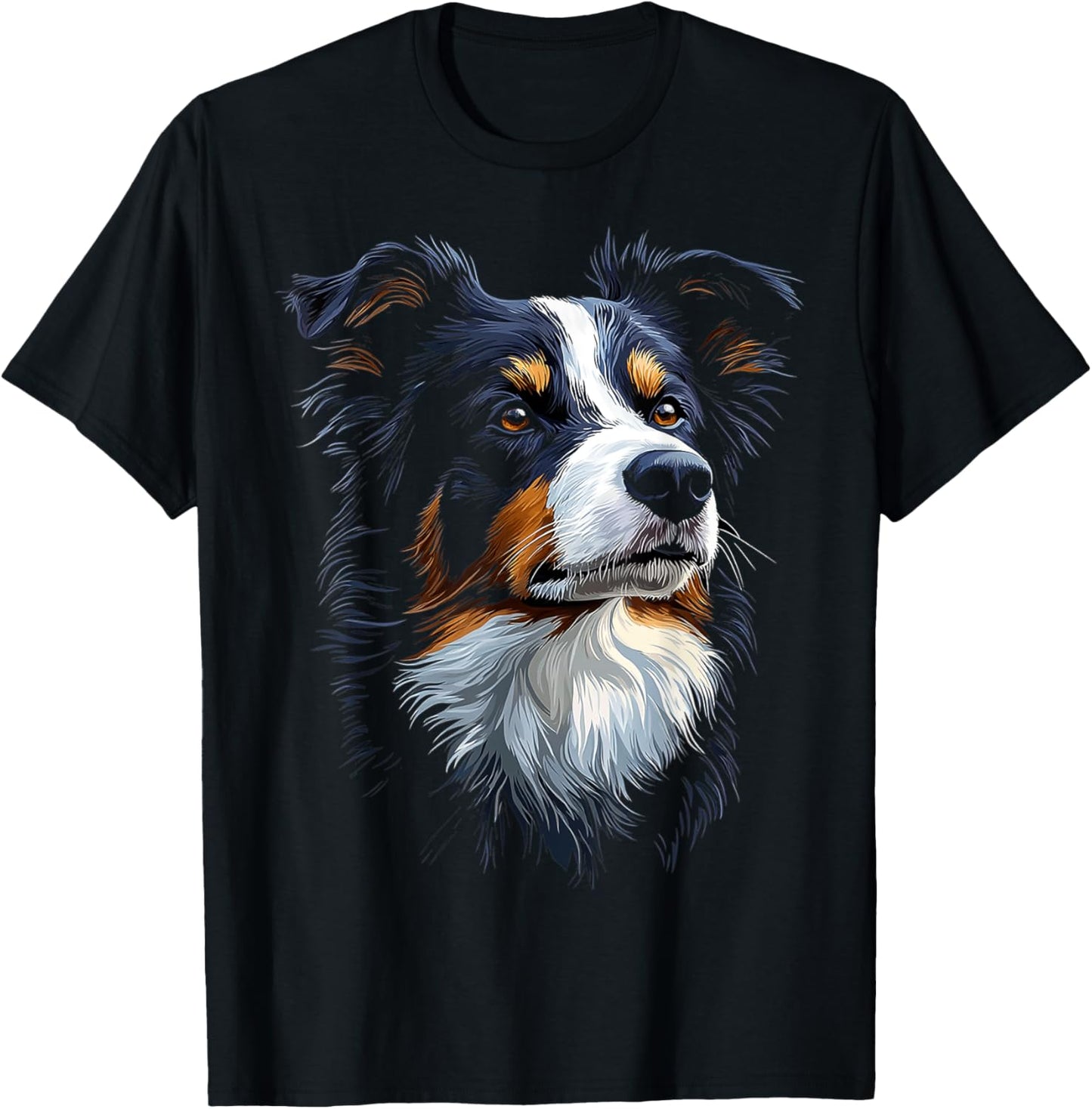 Border Collie Dog Motif Pet Artwork Border Collie Women Kids T-Shirt - T-Shirt | Black