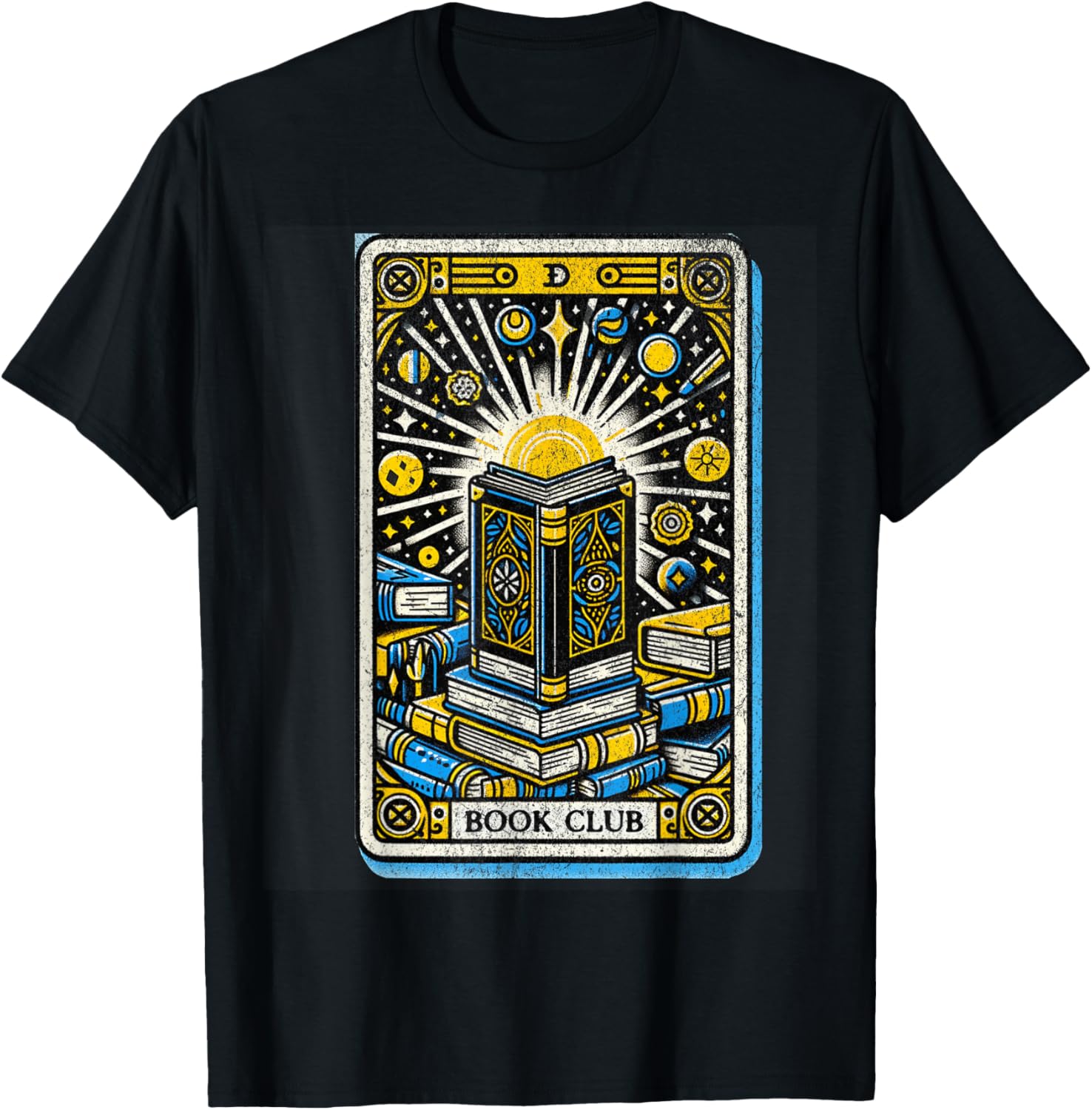 Vintage Book Club Tarot Card Library Reader Retro Book Lover T-Shirt - T-Shirt | Black