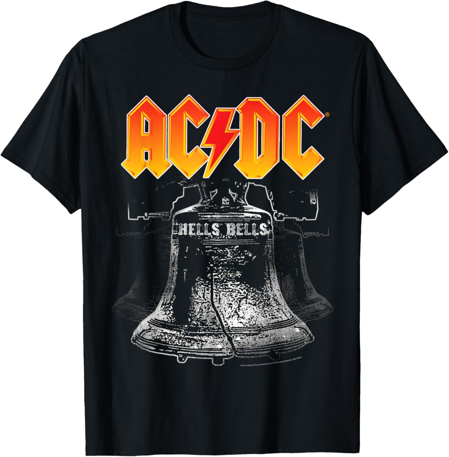 AC/DC Classic Black Cotton - Hells Bells Design, Casual Fit T-Shirt - T-Shirt | Black
