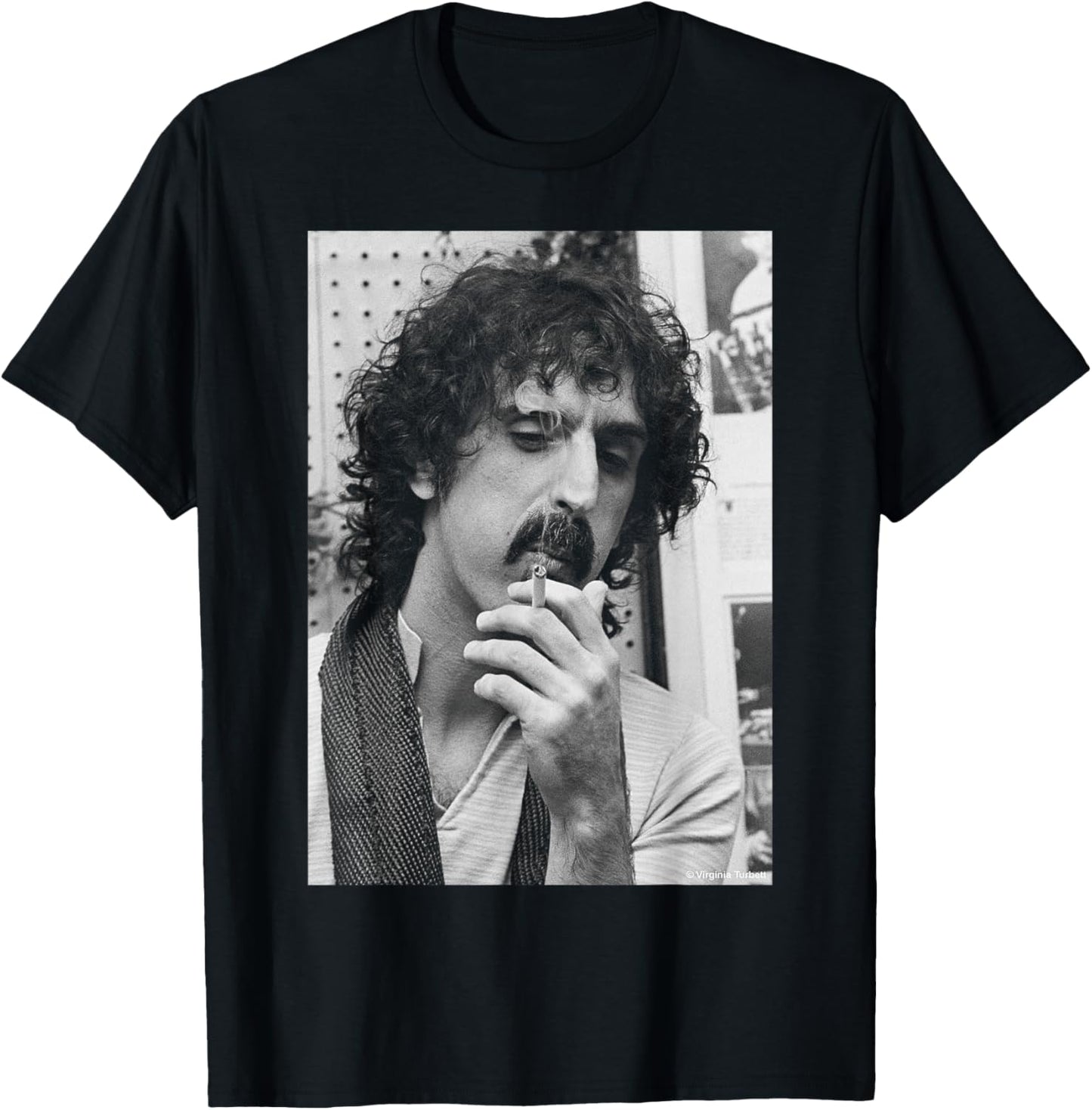 Smoking Frank Zappa by Virgina Turbett T-Shirt - T-Shirt | Black