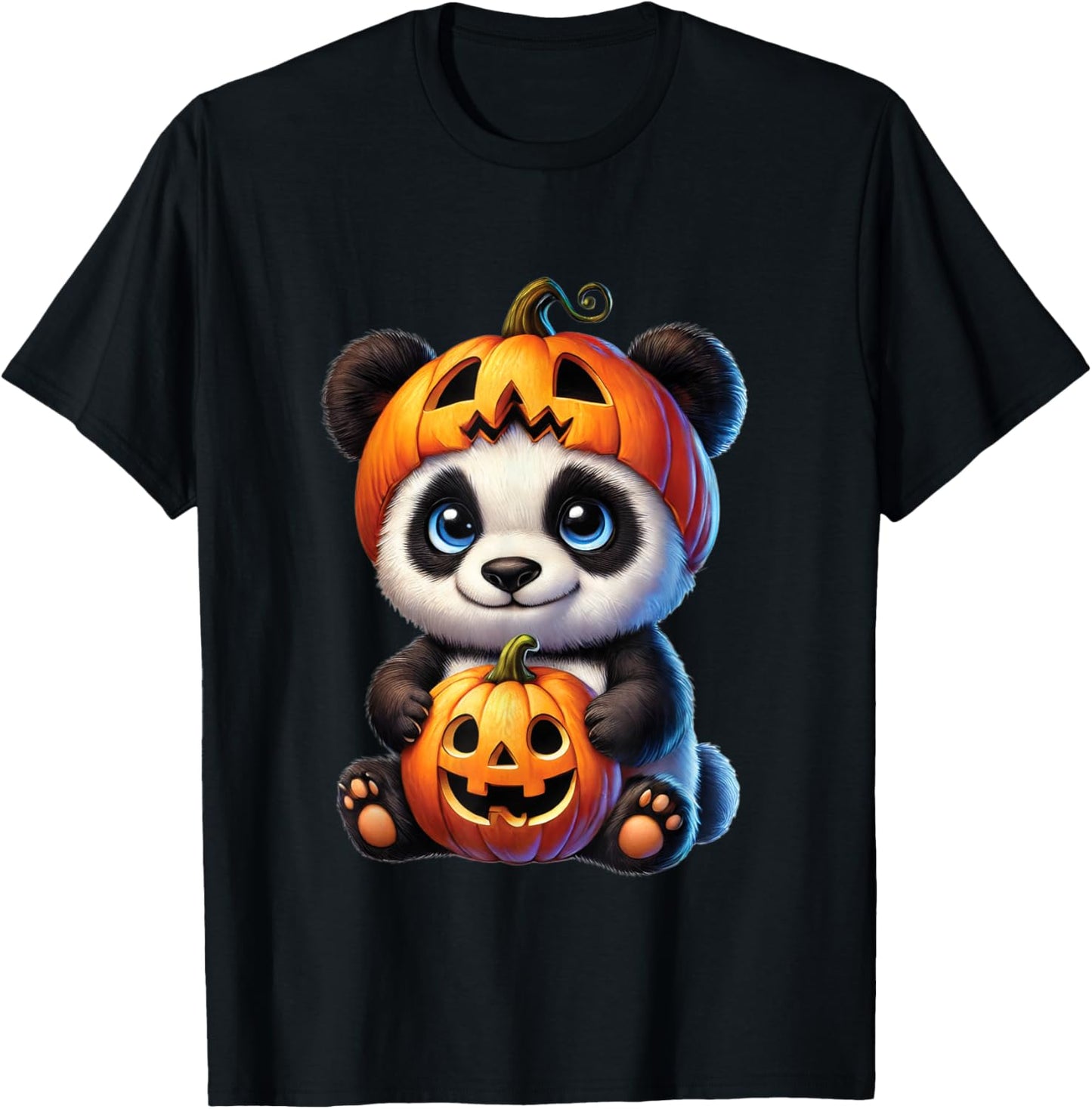 Panda Halloween Panda Pumpkin Halloween Panda Lover T-Shirt - T-Shirt | Black