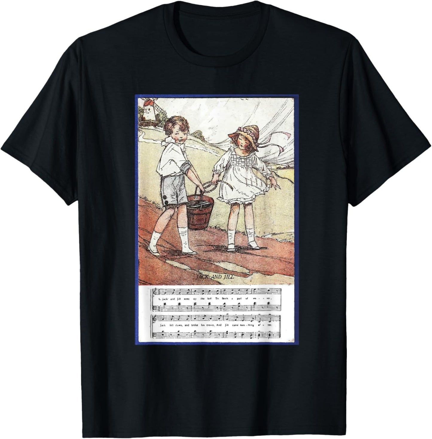 Jack and Jill, Kids Nursery Rytme, Poem Song for Children T-Shirt - T-Shirt | Black