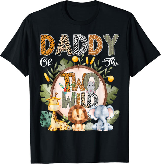 Daddy Of The Two Wild Animal Safari 2Nd Birthday Party T-Shirt - T-Shirt | Black