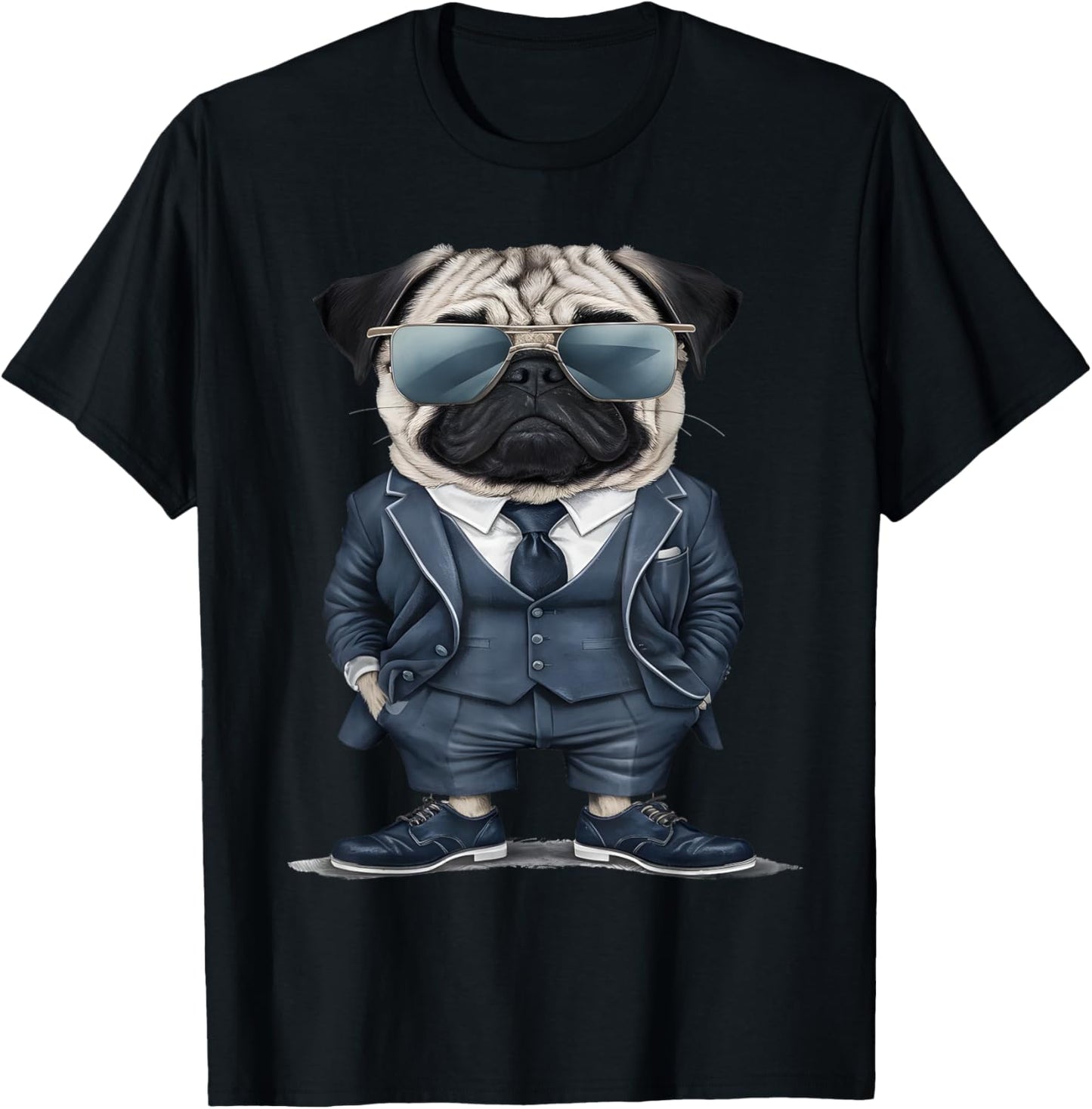 Men Woman Pug Suit Pug T-Shirt - T-Shirt | Black