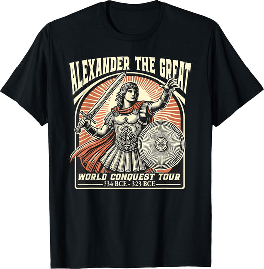 Alexander the Great Conqueror Greek History World Tour T-Shirt - T-Shirt | Black