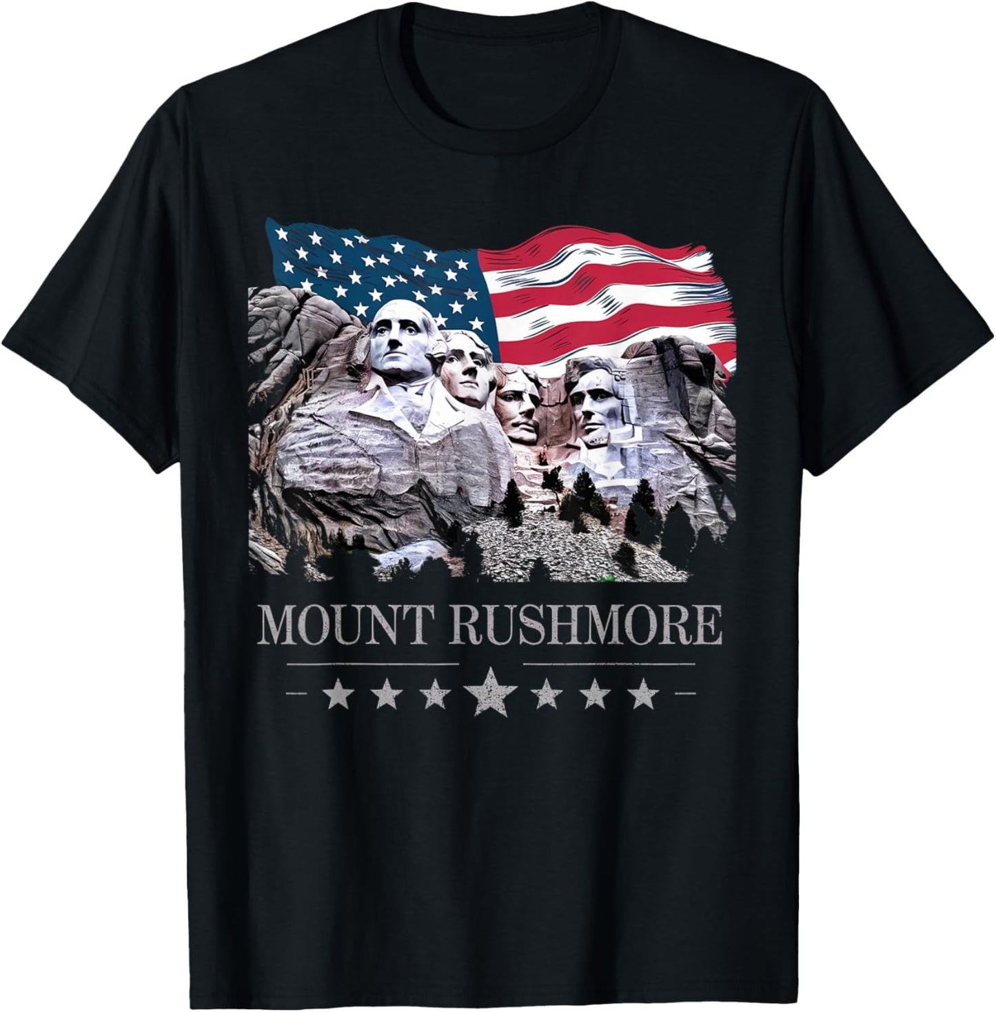 Mount Mt Rushmore South Dakota Souvenir USA Adventure Lover T-Shirt - T-Shirt | Black