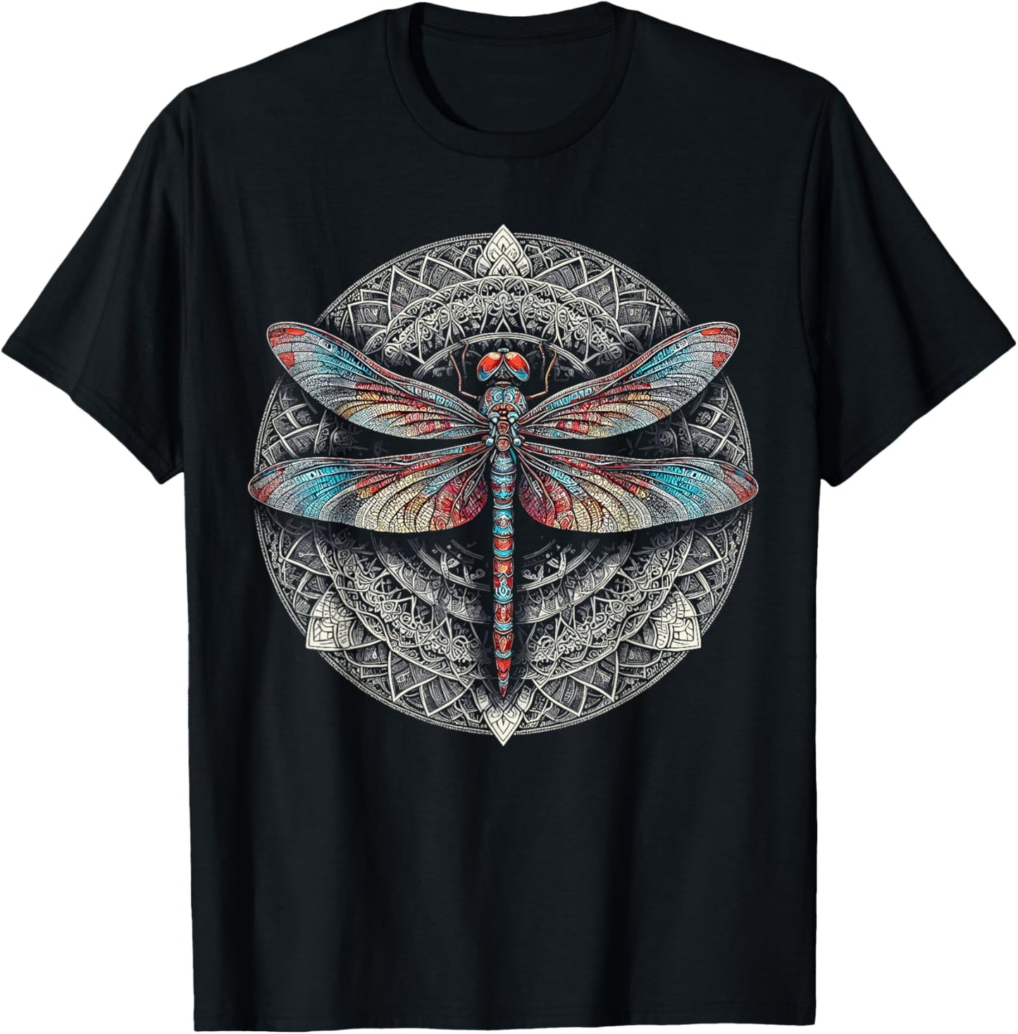 Magical Colorful Dragonfly T-Shirt - T-Shirt | Black