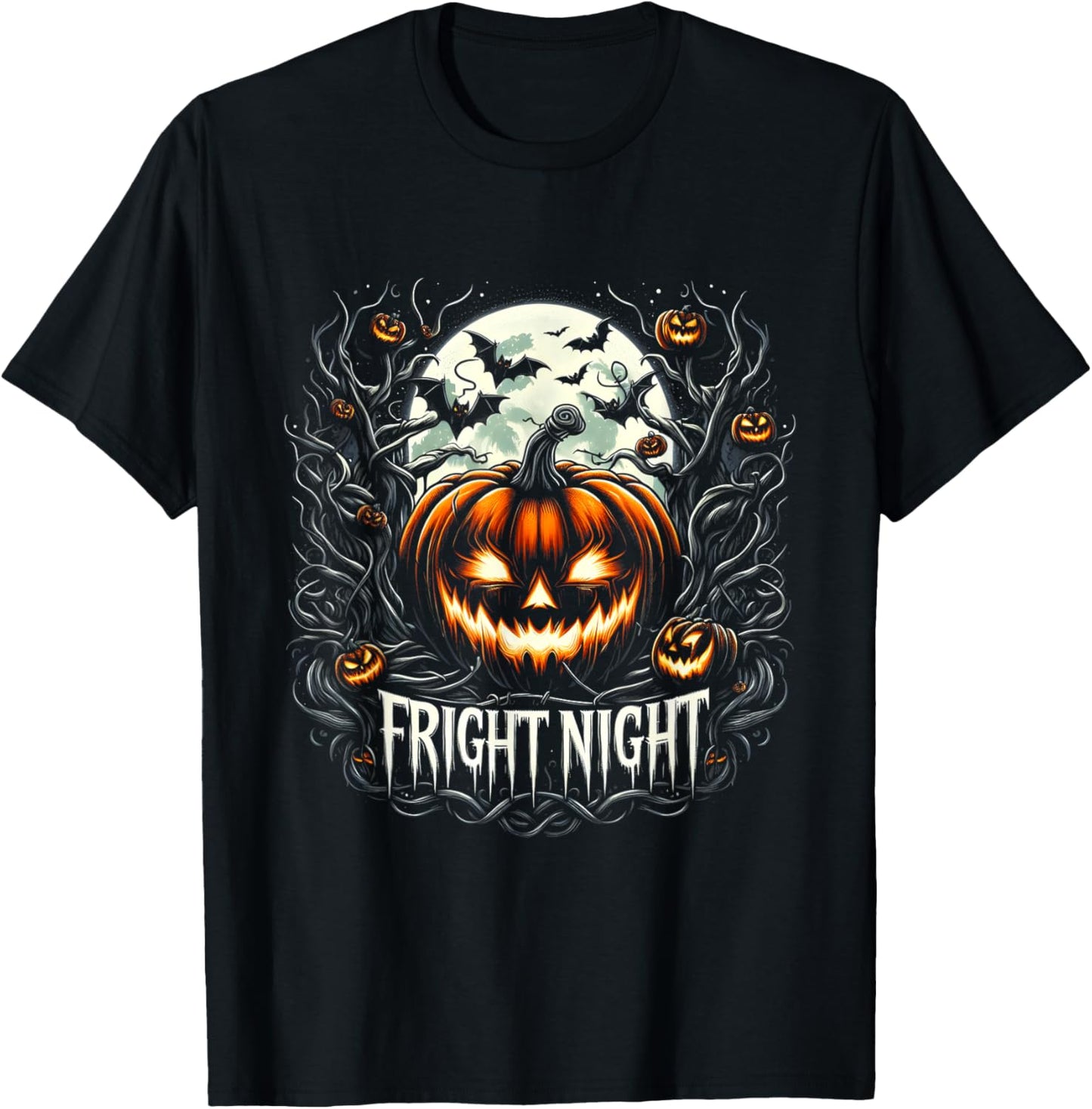 Halloween Pumpkin Jack O Lantern Face Fright Night T-Shirt - T-Shirt | Black
