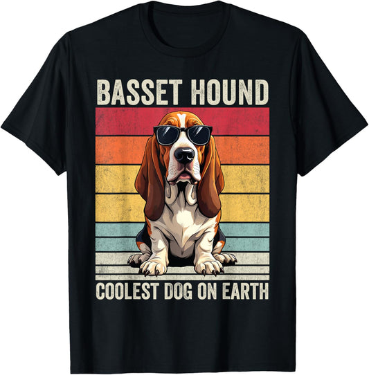 Basset Hound Coolest Dog On Earth, Basset Hound T-Shirt - T-Shirt | Black