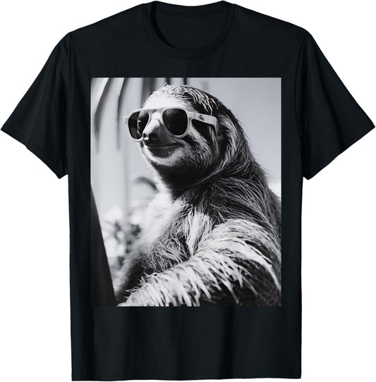 Men's Women's Children's Funny Graphic Sloth Animal Selfie Tops T-Shirt - T-Shirt | Black