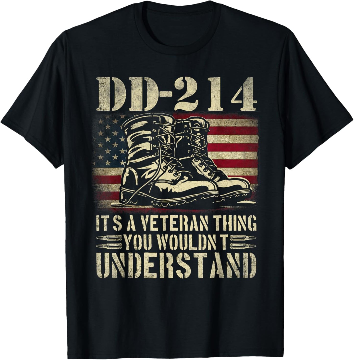 DD-214 Alumni Veterans Patriotic US American Flag T-Shirt - T-Shirt | Black