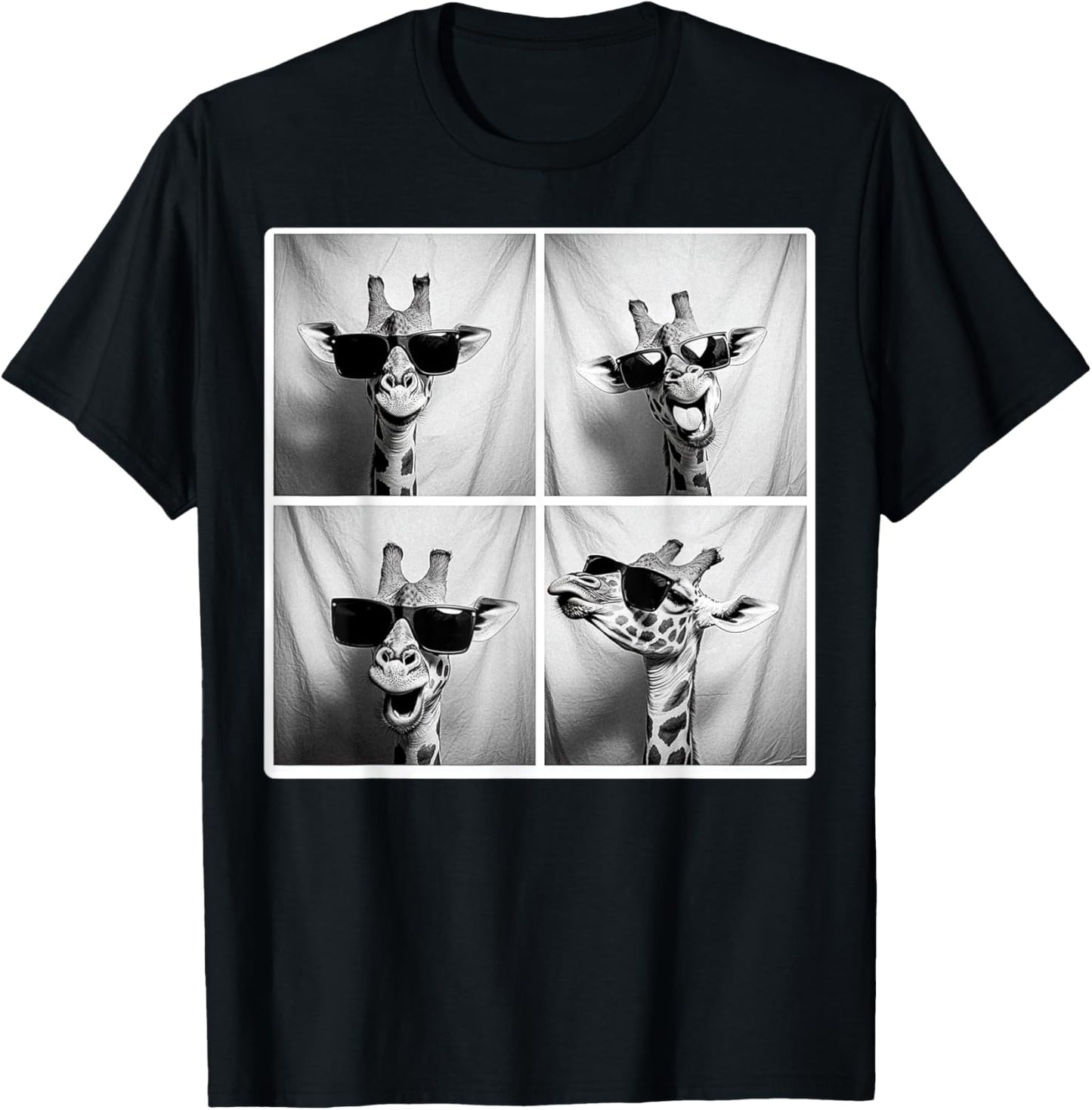 Giraffe Wearing Sunglasses Funny Photobooth Safari Selfie T-Shirt - T-Shirt | Black
