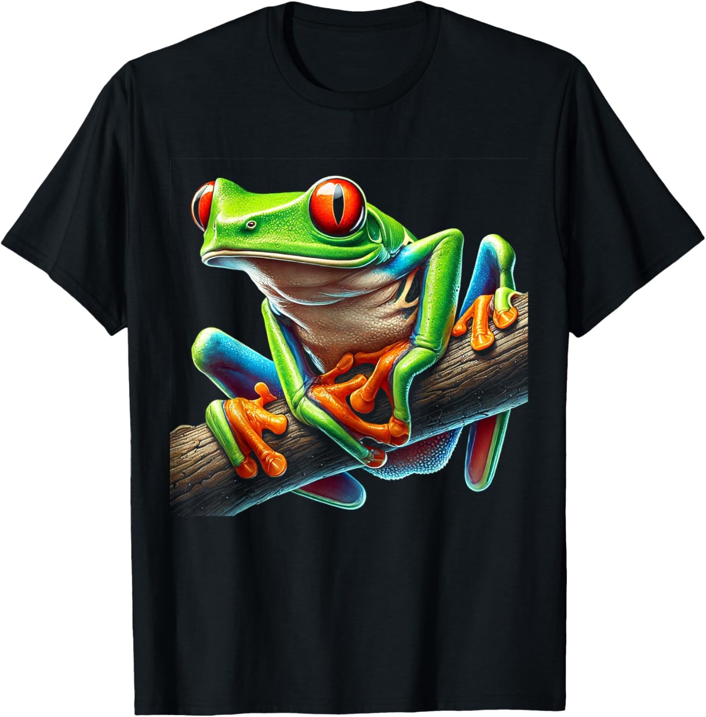 Green Body Red Eyed Tree Frog Rainforest Amphibian T-Shirt - T-Shirt | Black