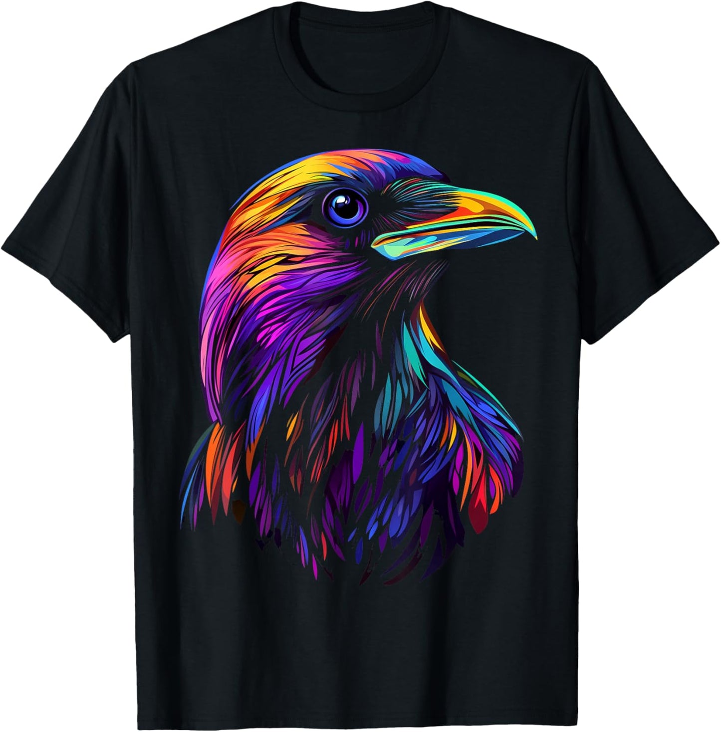 Colorful Crow Face Cute Birds Animal Lover Men Women Black T-Shirt - T-Shirt | Black