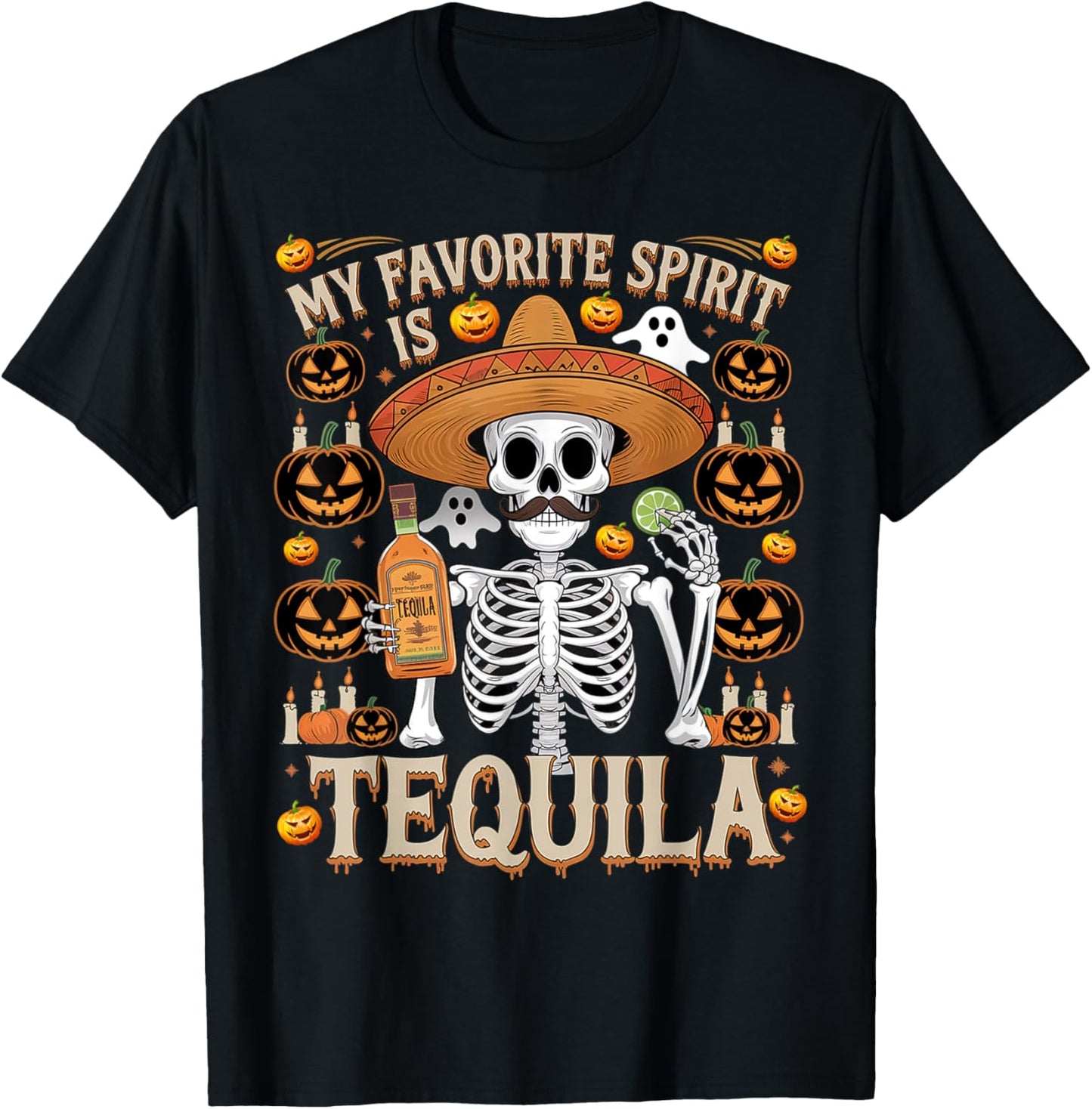 Ghost Tequila, My Favorite Spirit Is Tequila Ghost T-Shirt - T-Shirt | Black