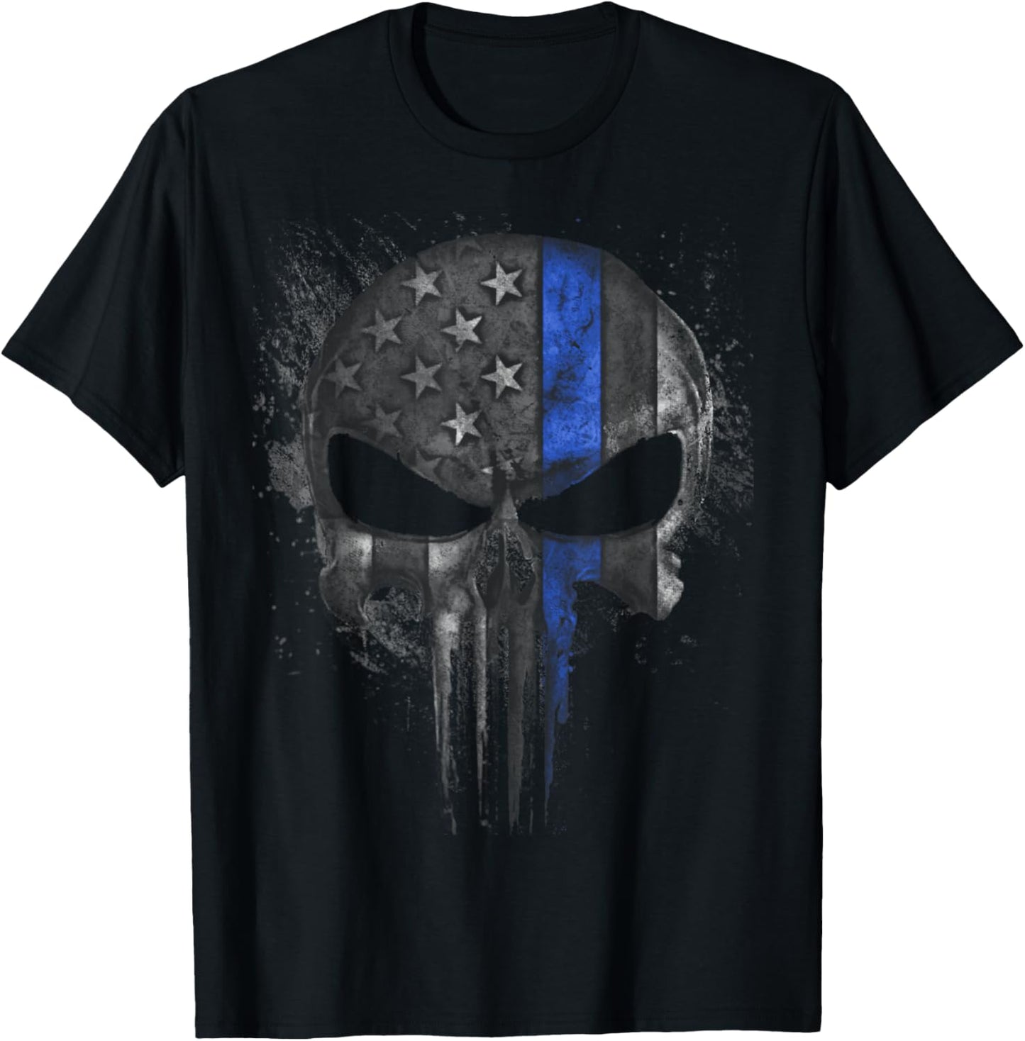 Thin Blue Line Skull T-Shirt - T-Shirt | Black
