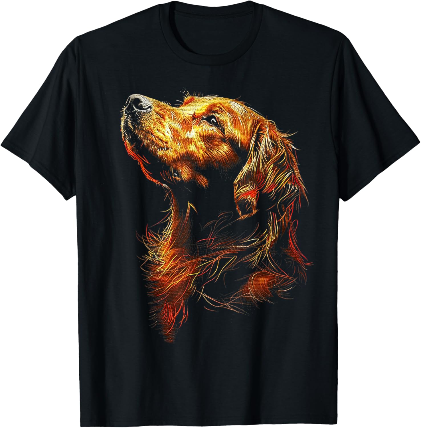 Golden Retriever Dog Motif Pet Illustration Golden Retriever Women Kids T-Shirt - T-Shirt | Black