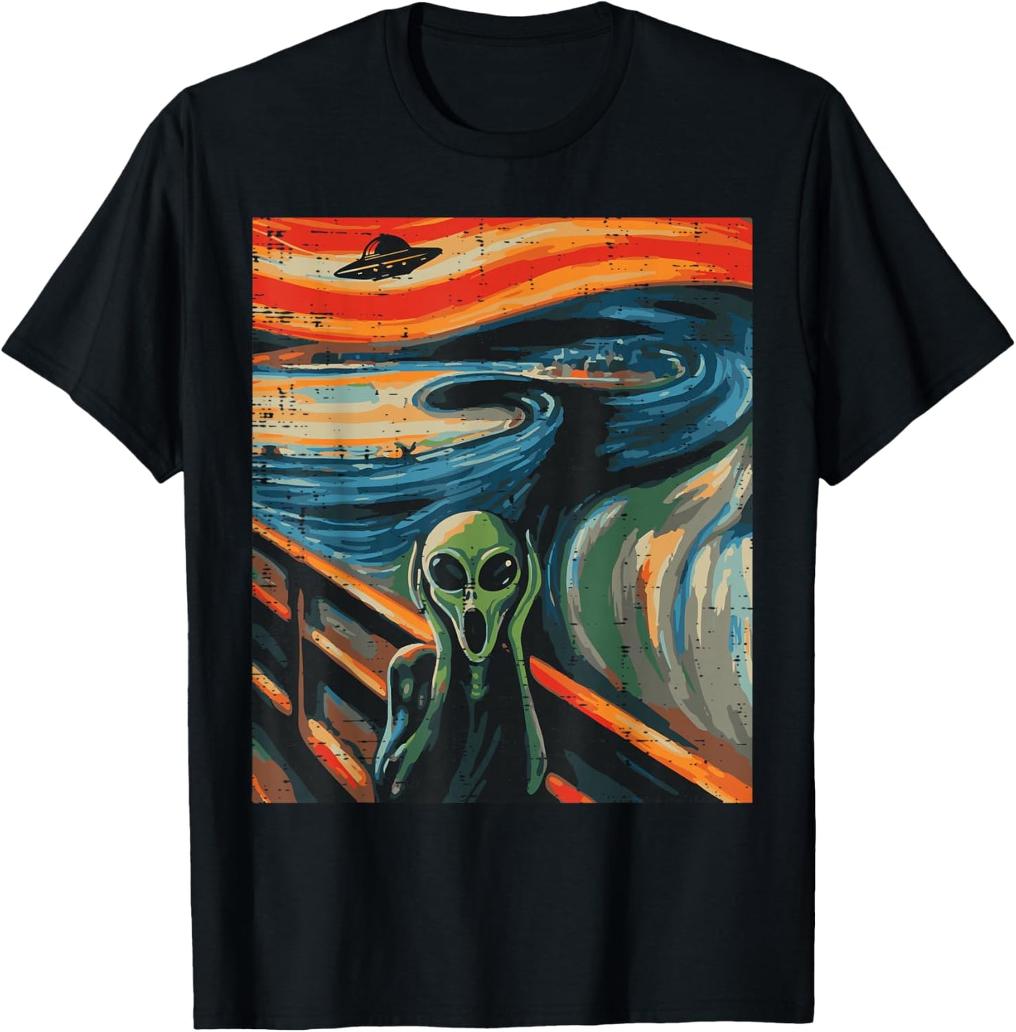 Alien Scream Painting Funny UFO Space Art Women Men Kids T-Shirt - T-Shirt | Black
