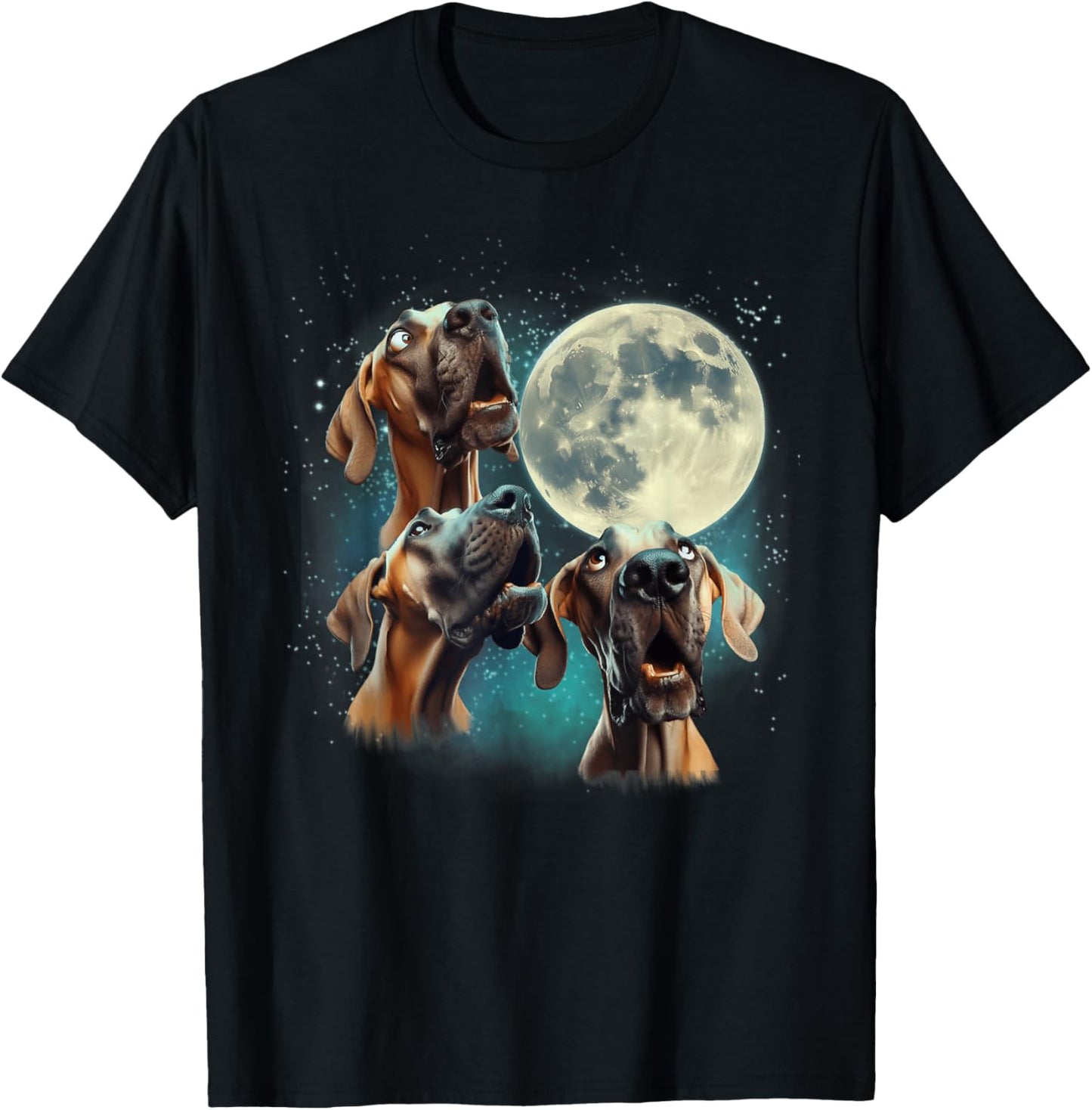 Funny Three Dog Moon, 3 Great Dane Fawn Natural, Weird Meme Men Women Kids T-Shirt - T-Shirt | Black